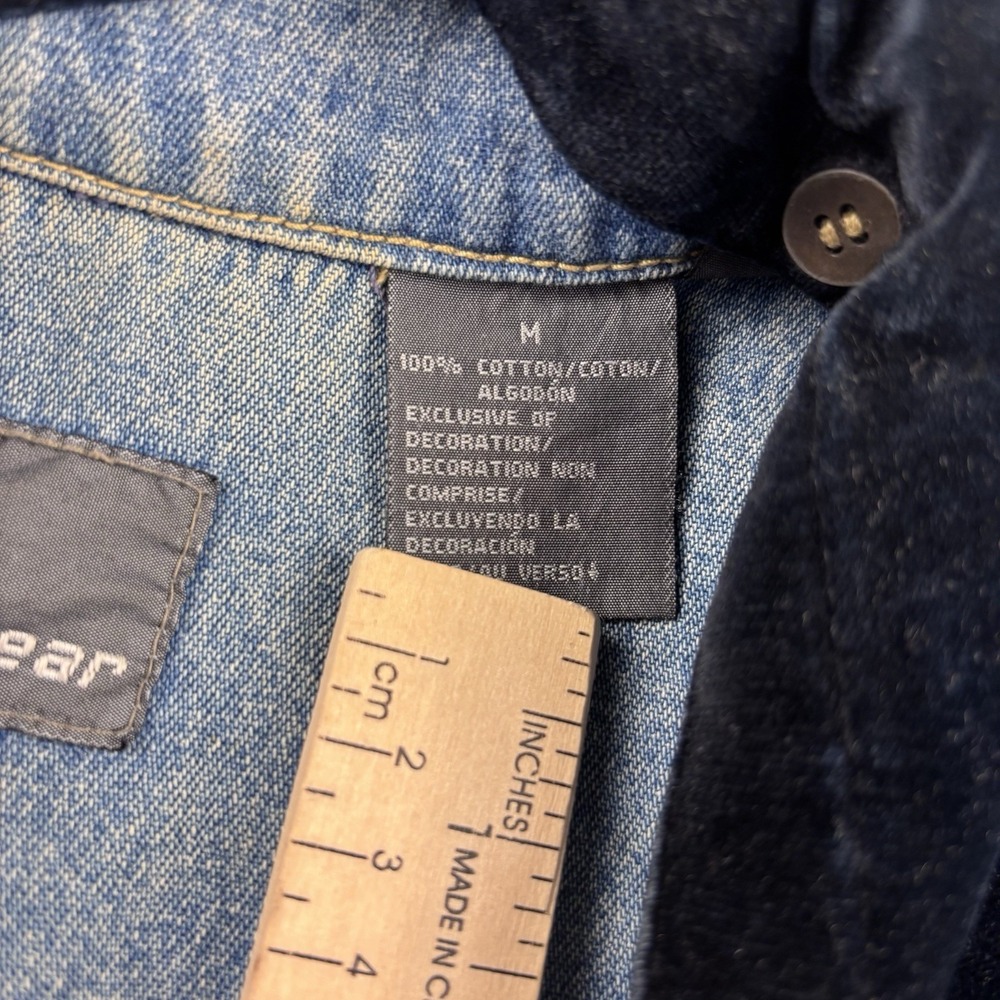Vintage 90's Lizwear Denim Jacket M Embellished Removable Velvet Collar Buttons - Picture 4 of 7